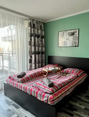 a bedroom with a large bed in a room at Flower house 2 in Sofia