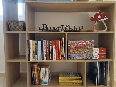 a book shelf filled with lots of books at Вила Ибър село Радуил in Raduil
