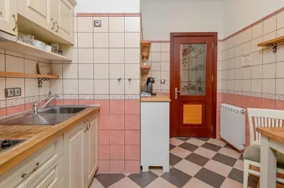 a kitchen with a sink and a counter top at Life in Colors - Elegant 2BD Premium Stay by Flat Mаnager in Sofia
