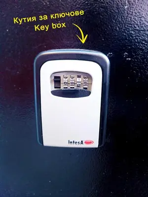 a key box is attached to a microwave oven at Апартамент в центъра на София - plus Free Vouchers in Sofia