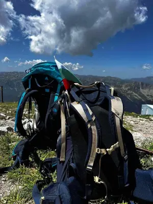 a pile of backpacks sitting on top of a mountain at Arboro Flora Residence Studio in Borovets