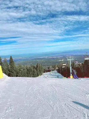 a snow covered ski slope with a ski lift at Arboro Flora Residence Studio in Borovets