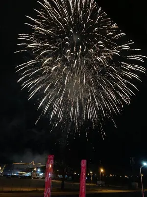 a firework display at night in a parking lot at Studio Stankovic Royal Towers 326 in Bansko