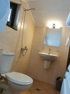 a bathroom with a toilet and a sink at Pirin and Bansko view Studio in Bansko