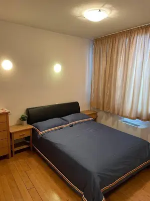 a bedroom with a large bed and a window at SliverCity next to paradise mall in Sofia
