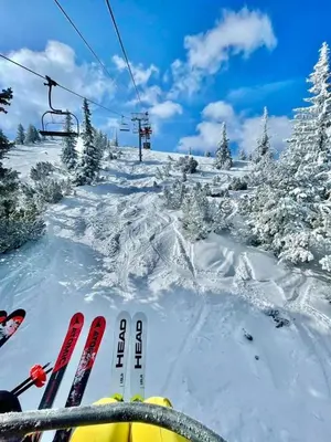 a pair of skis in the snow on a ski lift at Borovets Hills Boro Boro Studio 35m2 in Borovets