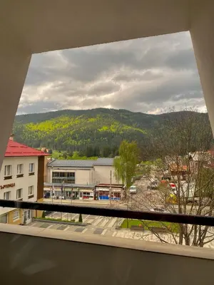 a view from a window of a building at СПА Хотел Романтика in Sarnitsa