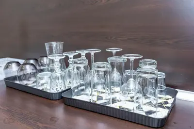 two trays of glassutes sitting on a table at APARTEMENT VIVA in Sandanski