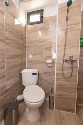 a bathroom with a toilet and a shower at APARTEMENT VIVA in Sandanski