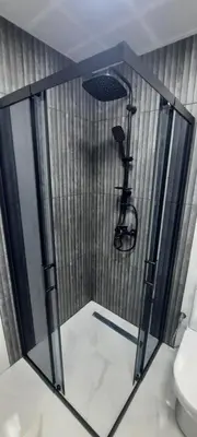 a shower in a bathroom with a toilet at Zora in Blagoevgrad